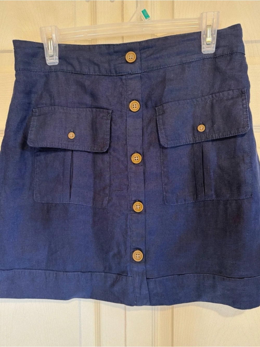 Nicole Miller Navy Button-Front Mini Skirt with Flap Pockets